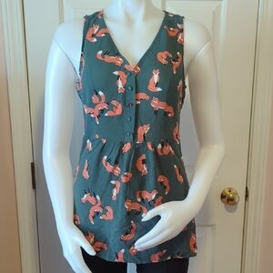 ModCloth Green Fox Sleeveless Top Size S